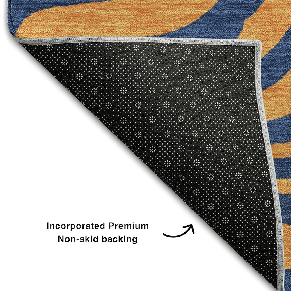 Premium Machine Washable Mayfield AMF1043 Navy 5' x 7'6" Rug. Picture 2