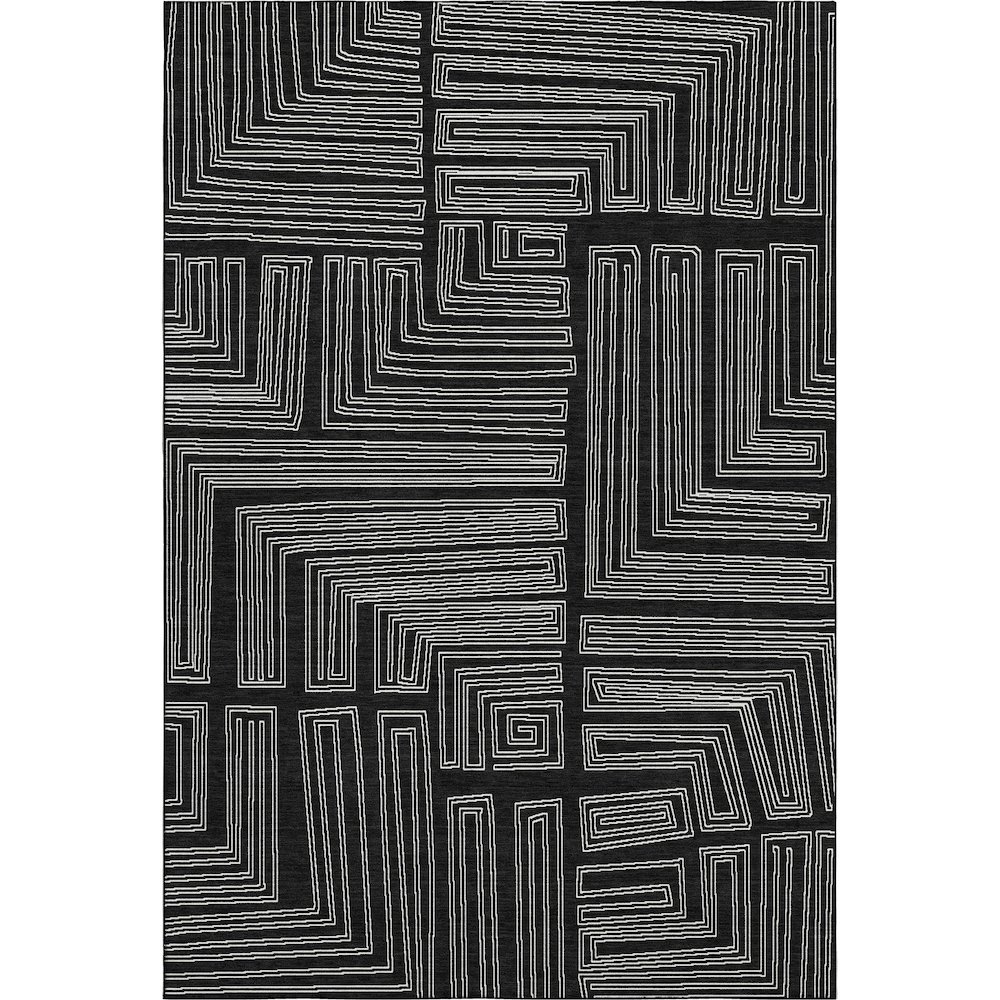 Premium Machine Washable Mayfield AMF1045 Black 9' x 12' Rug. Picture 1
