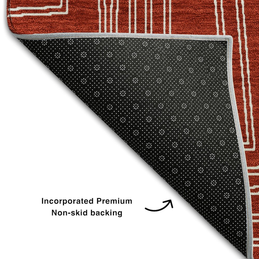 Premium Machine Washable Mayfield AMF1045 Red 5' x 7'6" Rug. Picture 2