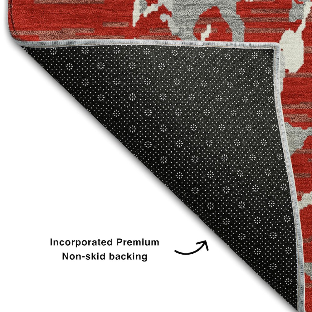 Premium Machine Washable Mayfield AMF1046 Red 5' x 7'6" Rug. Picture 2