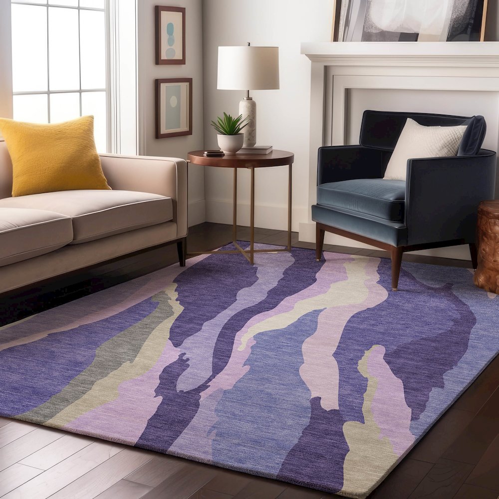 Premium Machine Washable Mayfield AMF1047 Purple 9' x 12' Rug. Picture 5