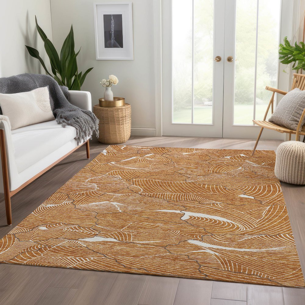 Premium Machine Washable Mayfield AMF1048 Paprika 9' x 12' Rug. Picture 6