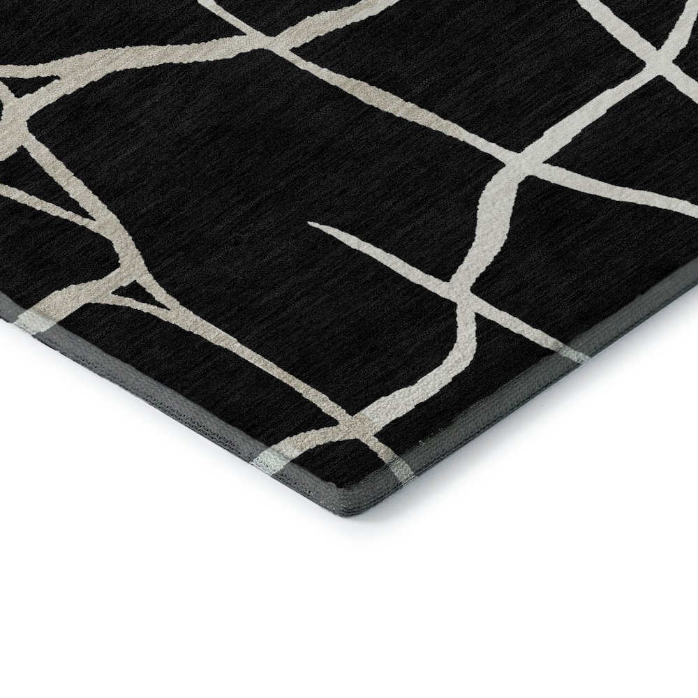 Premium Machine Washable Mayfield AMF1049 Black 5' x 7'6" Rug. Picture 3