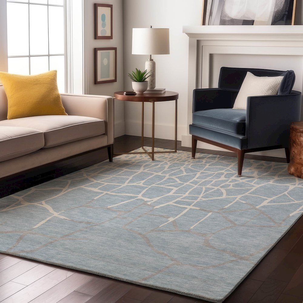 Premium Machine Washable Mayfield AMF1049 Sky 9' x 12' Rug. Picture 5