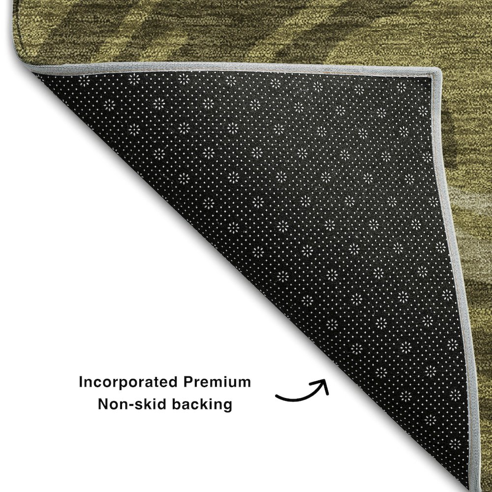 Premium Machine Washable Mayfield AMF1051 Olive 5' x 7'6" Rug. Picture 2