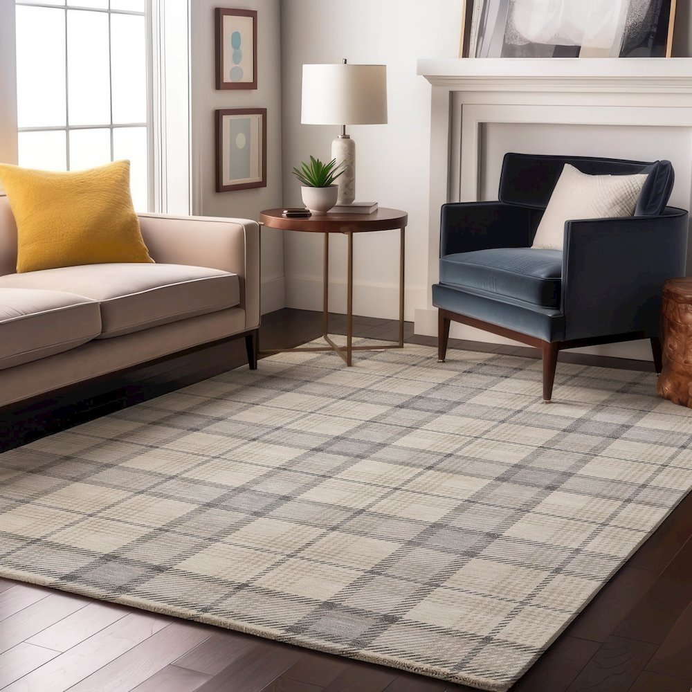 Premium Machine Washable Mayfield AMF1052 Silver 9' x 12' Rug. Picture 5
