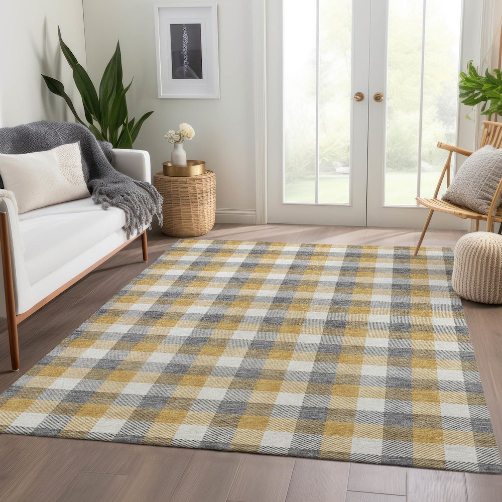 Premium Machine Washable Mayfield AMF1053 Gray 9' x 12' Rug. Picture 6
