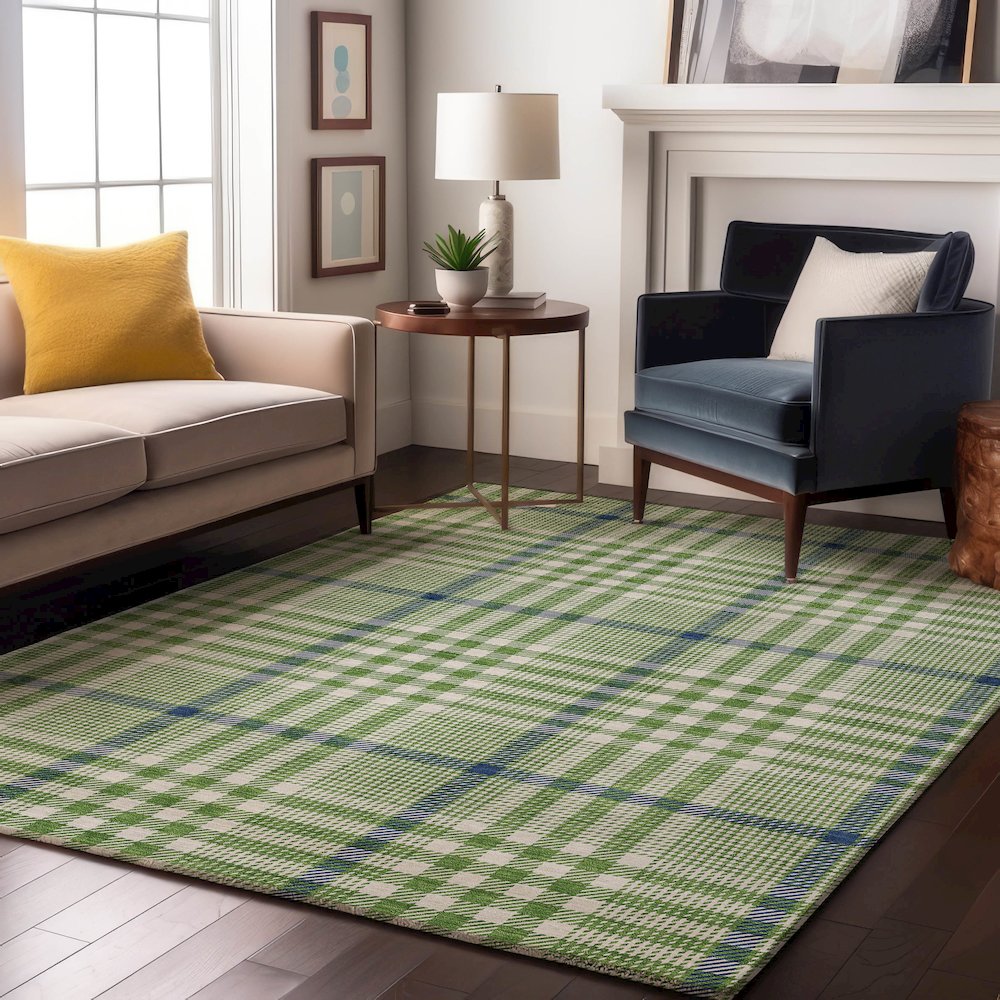 Premium Machine Washable Mayfield AMF1054 Green 9' x 12' Rug. Picture 5