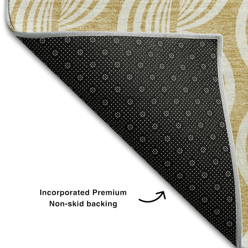 Premium Machine Washable Mayfield AMF1055 Gold 5' x 7'6" Rug. Picture 2