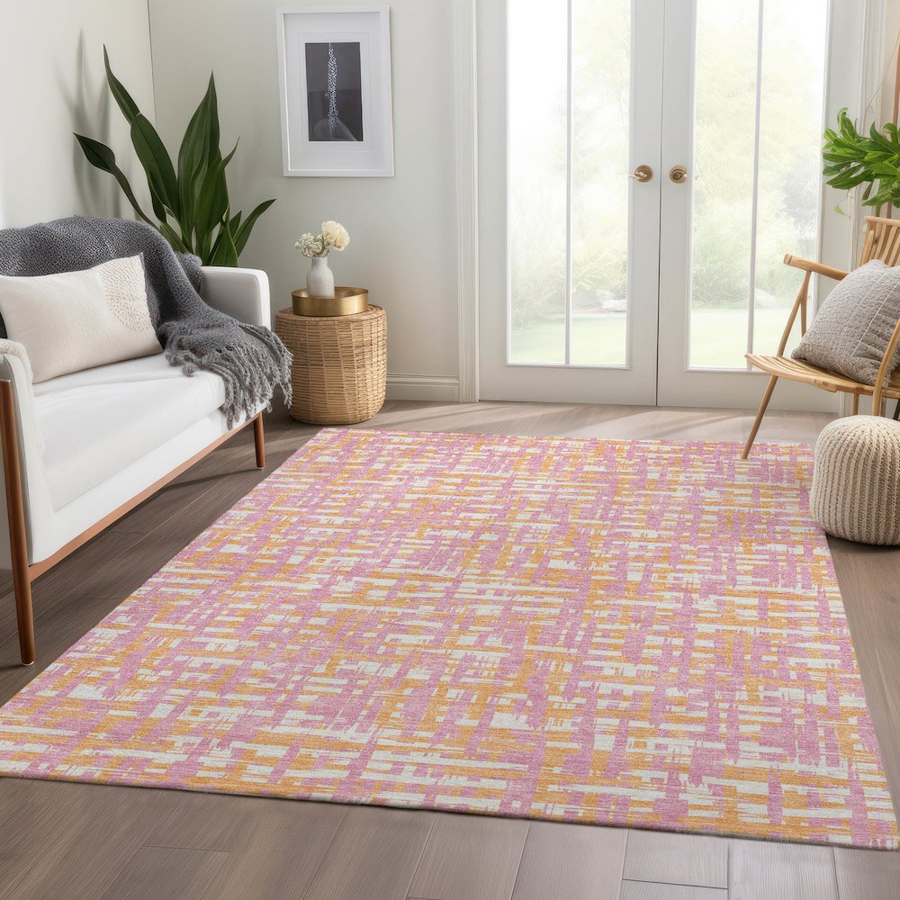 Premium Machine Washable Mayfield AMF1060 Pink 9' x 12' Rug. Picture 6