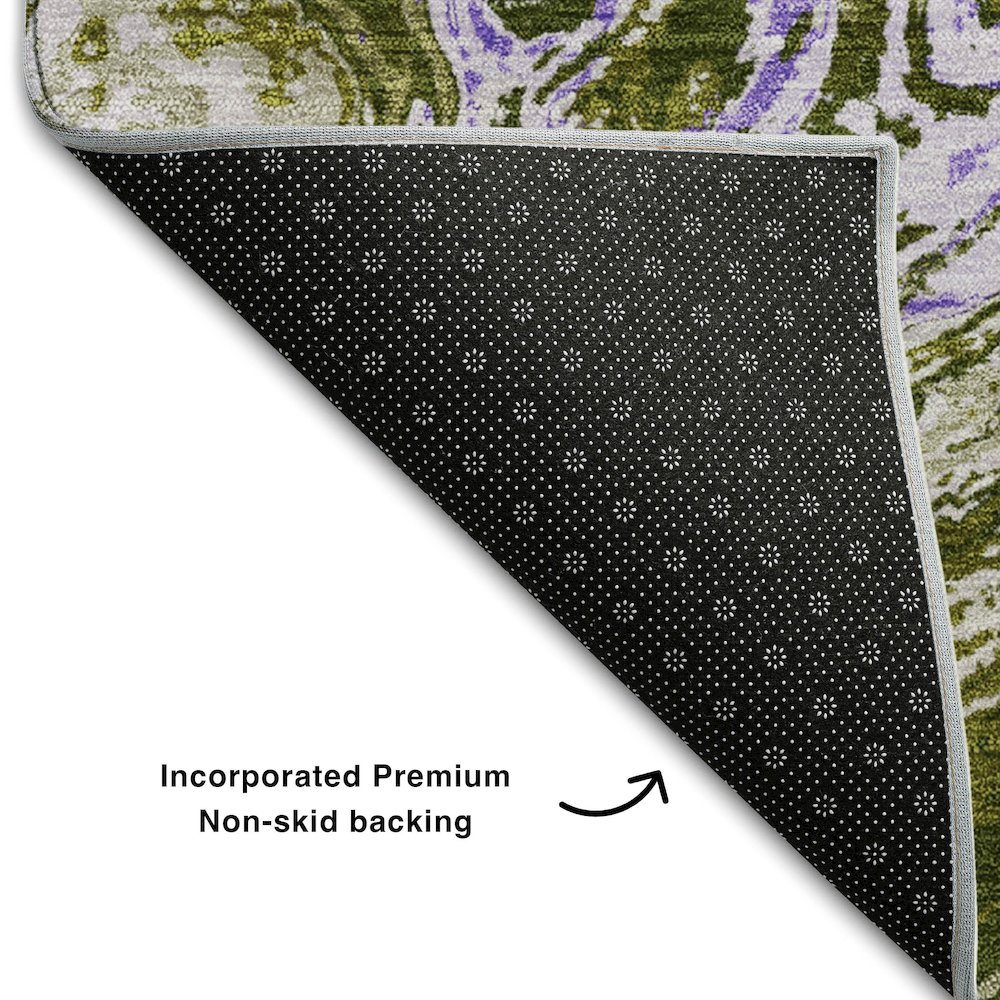 Premium Machine Washable Mayfield AMF1061 Olive 5' x 7'6" Rug. Picture 2