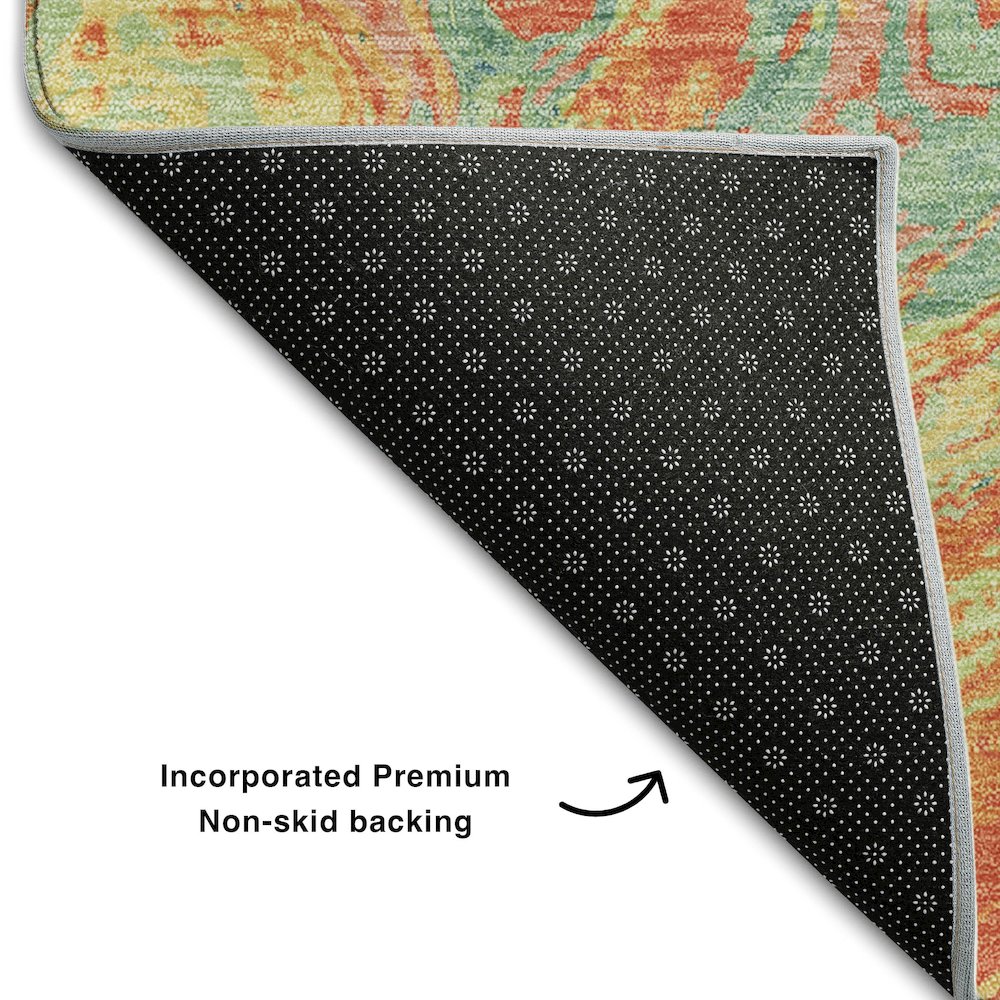 Premium Machine Washable Mayfield AMF1061 Orange 5' x 7'6" Rug. Picture 2