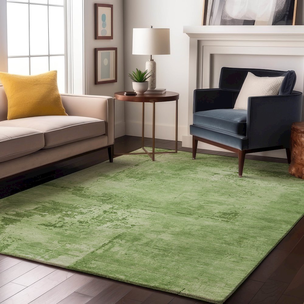 Premium Machine Washable Mayfield AMF1062 Green 9' x 12' Rug. Picture 5