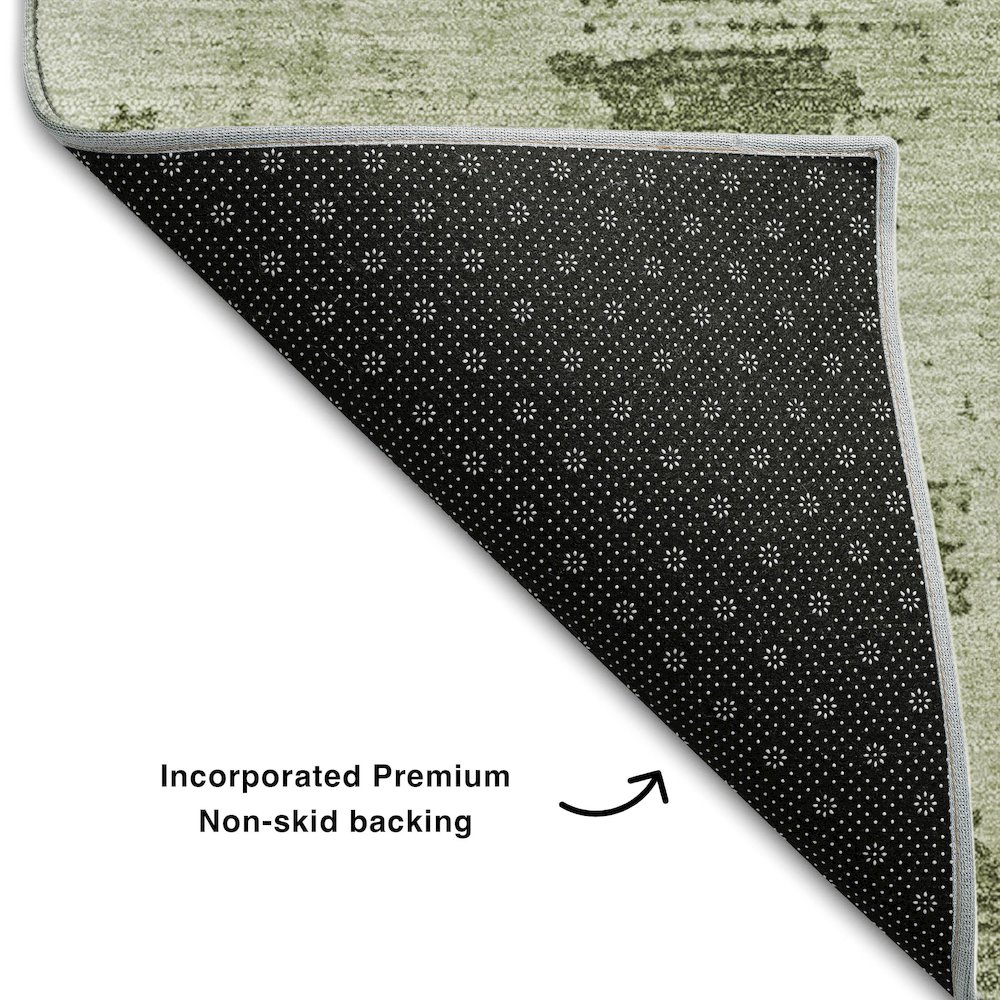 Premium Machine Washable Mayfield AMF1062 Olive 5' x 7'6" Rug. Picture 2