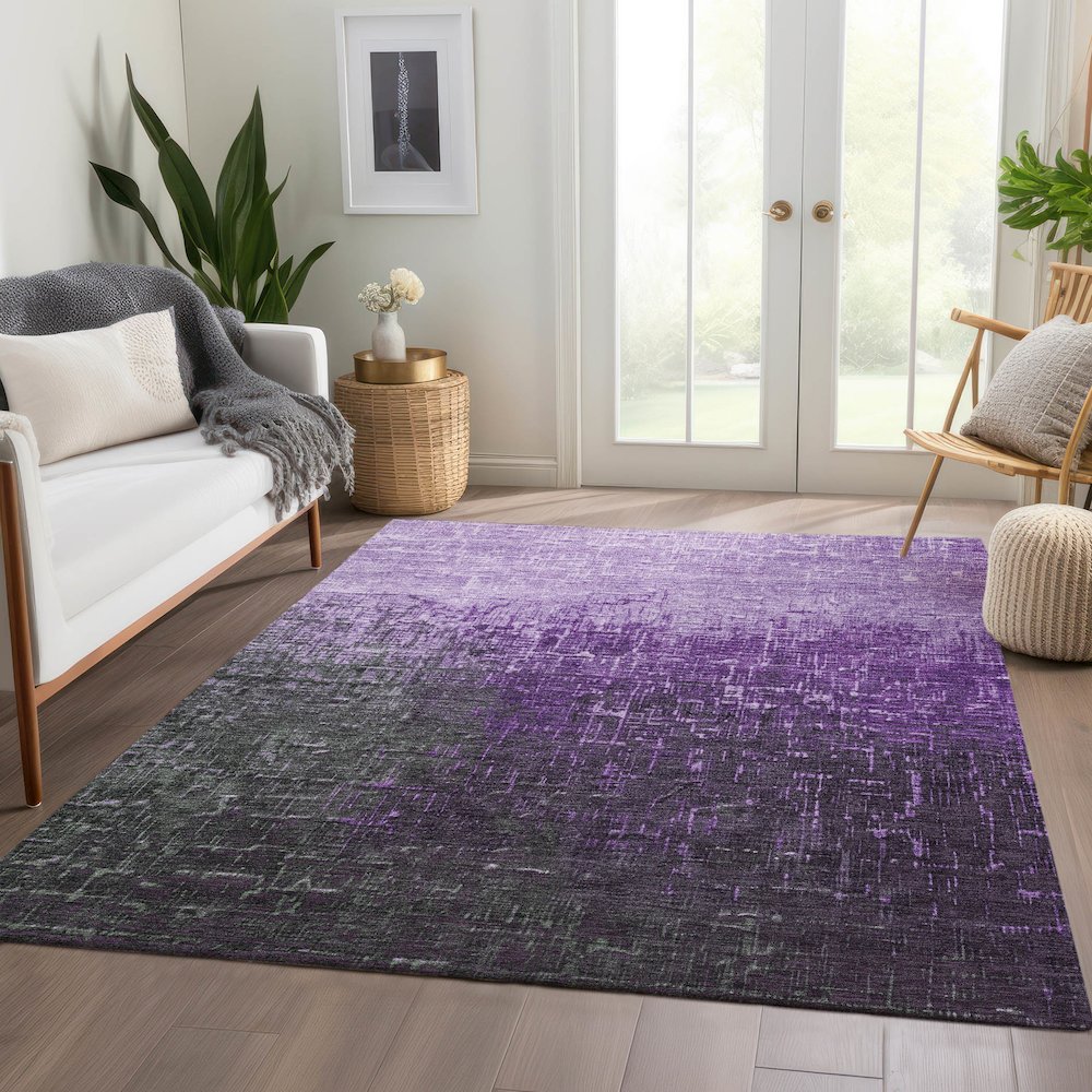 Premium Machine Washable Mayfield AMF1066 Purple 9' x 12' Rug. Picture 6