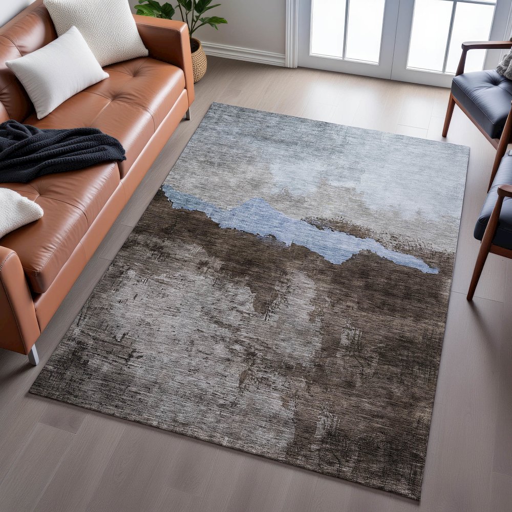 Premium Machine Washable Mayfield AMF1069 Chocolate 9' x 12' Rug. Picture 6