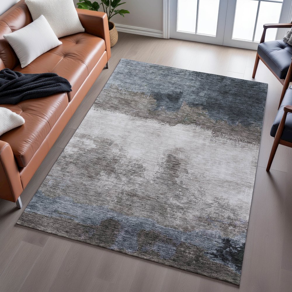 Premium Machine Washable Mayfield AMF1070 Gray 9' x 12' Rug. Picture 6