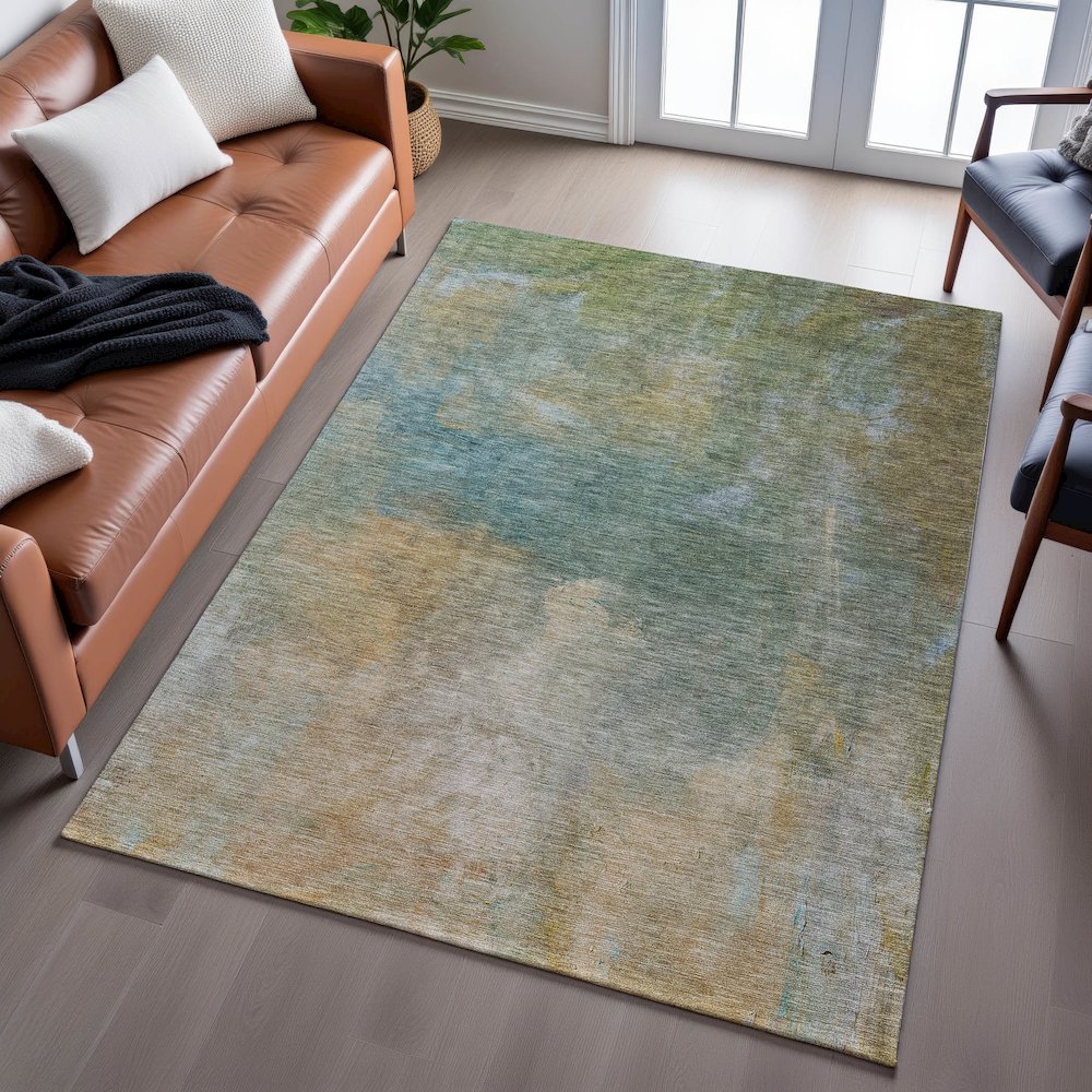 Premium Machine Washable Mayfield AMF1073 Aloe 9' x 12' Rug. Picture 6