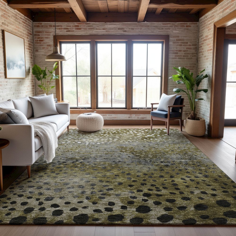 Premium Machine Washable Mayfield AMF1074 Brown 9' x 12' Rug. Picture 5