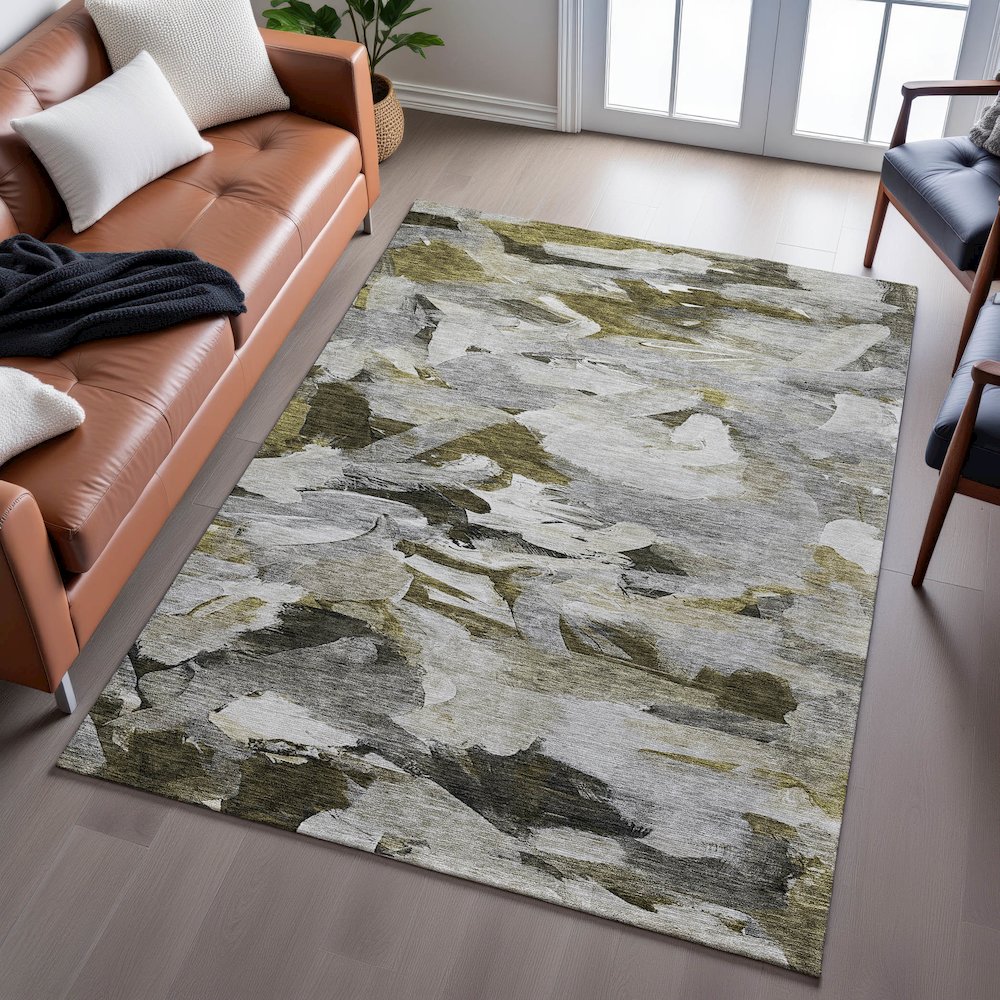 Premium Machine Washable Mayfield AMF1075 Granite 9' x 12' Rug. Picture 6
