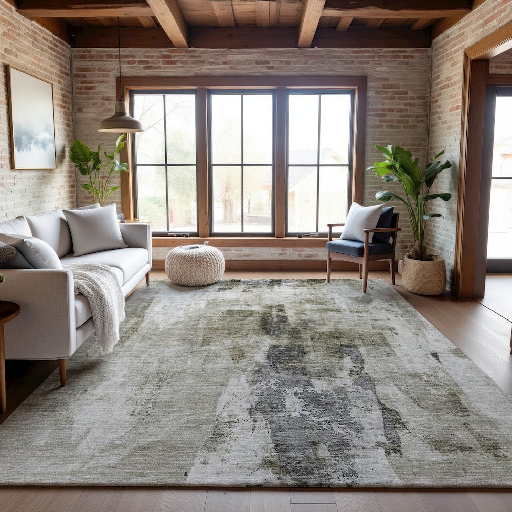 Premium Machine Washable Mayfield AMF1076 Taupe 9' x 12' Rug. Picture 5