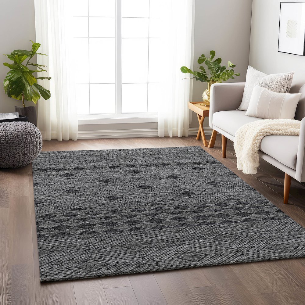 Premium Machine Washable Mayfield  Gray 9' x 12' Rug. Picture 5