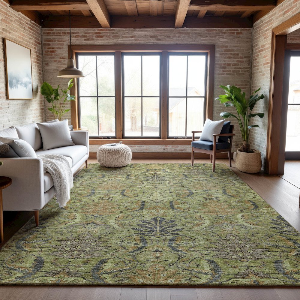 Premium Machine Washable Mayfield AMF1082 Aloe 9' x 12' Rug. Picture 5