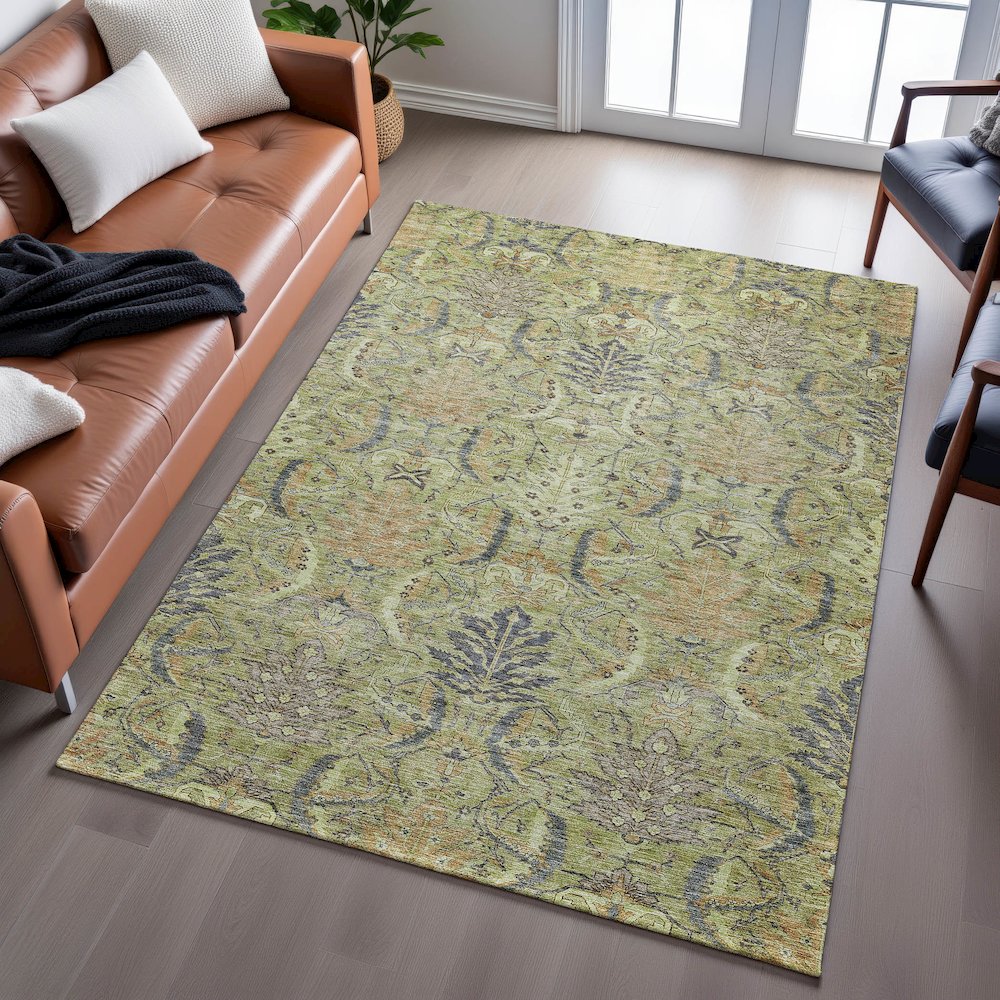Premium Machine Washable Mayfield AMF1082 Aloe 9' x 12' Rug. Picture 6