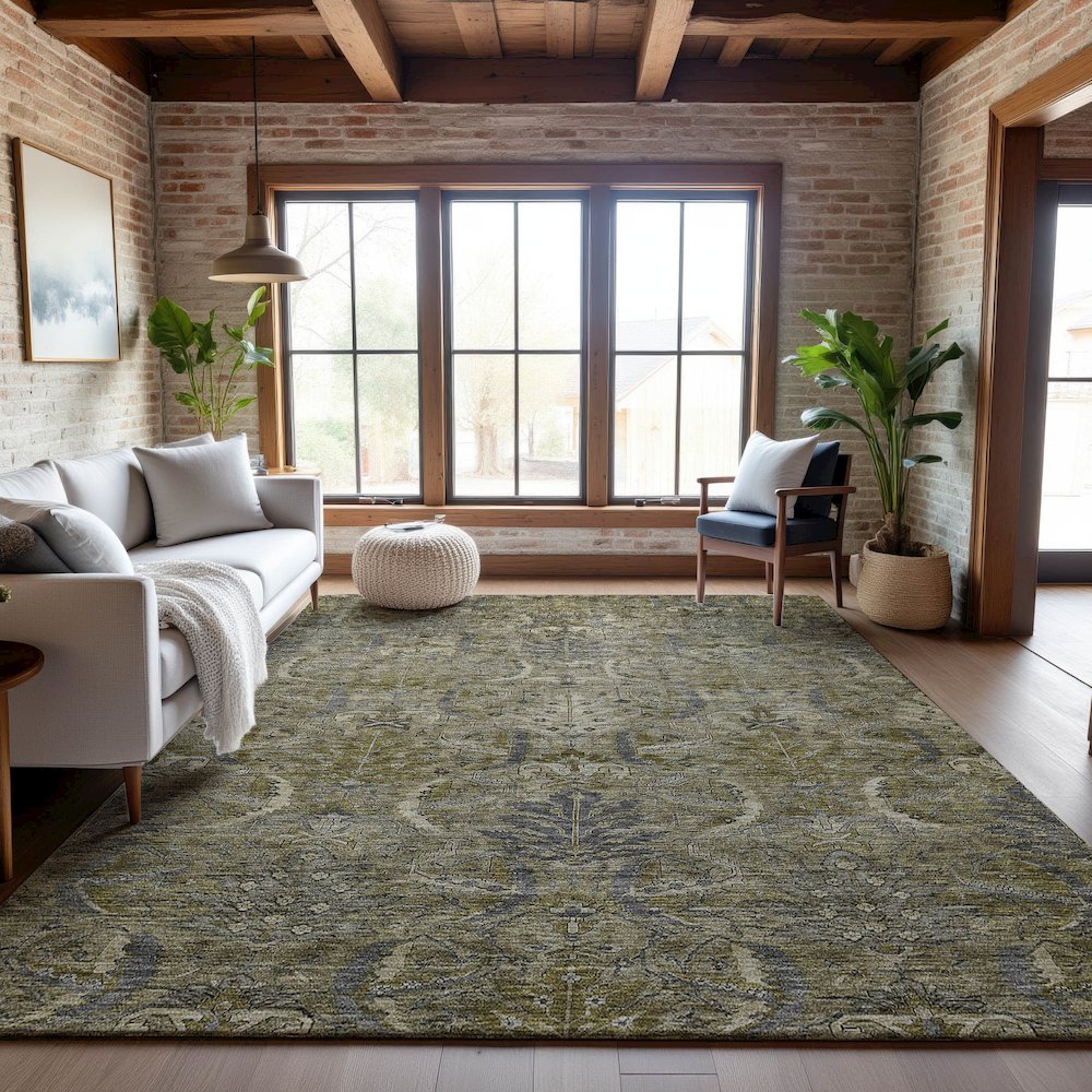 Premium Machine Washable Mayfield AMF1082 Taupe 9' x 12' Rug. Picture 5