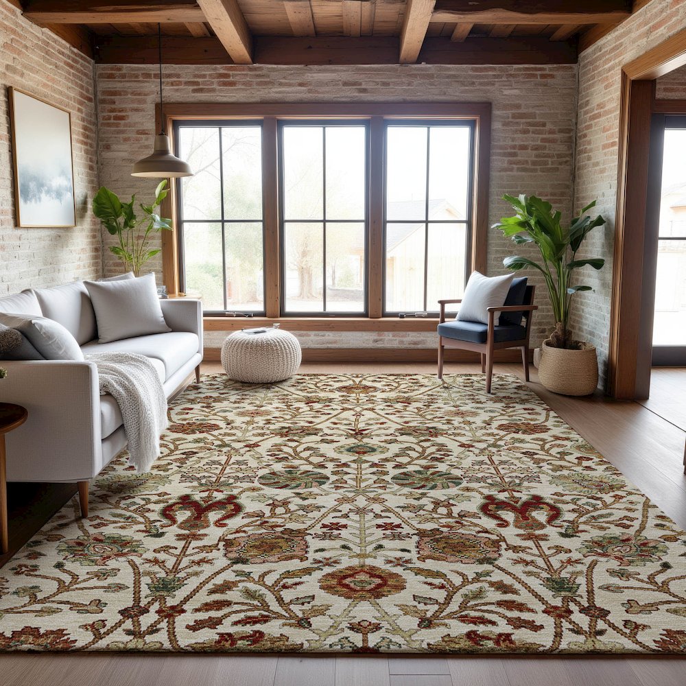 Premium Machine Washable Mayfield AMF1085 Ivory 9' x 12' Rug. Picture 5