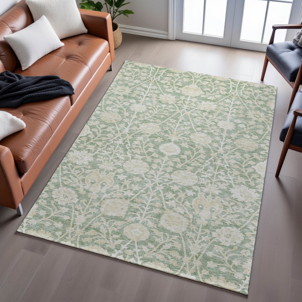 Premium Machine Washable Mayfield AMF1086 Aloe 9' x 12' Rug. Picture 6