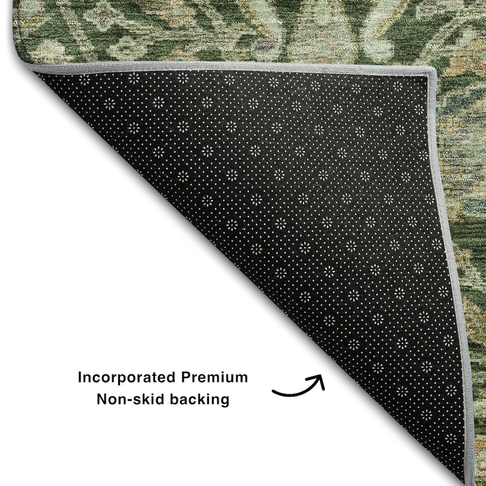 Premium Machine Washable Mayfield AMF1087 Green 5' x 7'6" Rug. Picture 2