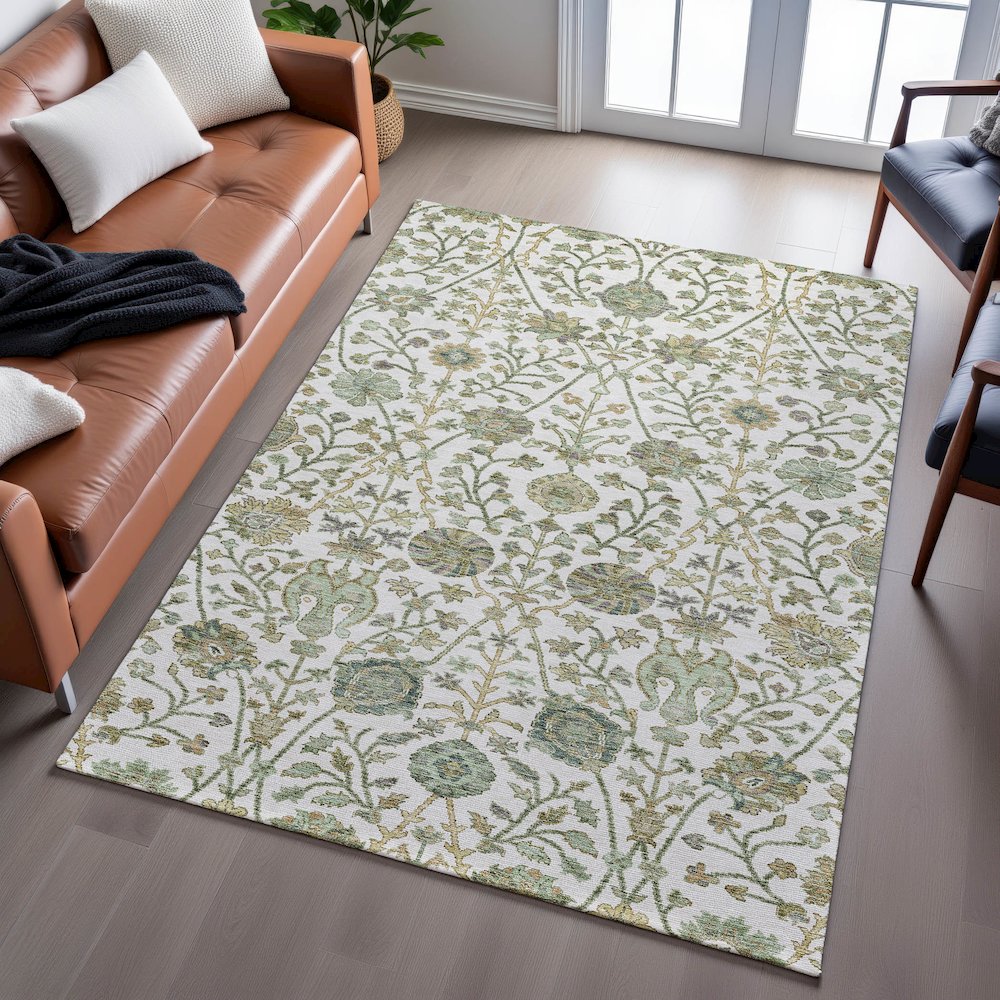 Premium Machine Washable Mayfield AMF1087 Ivory 9' x 12' Rug. Picture 6