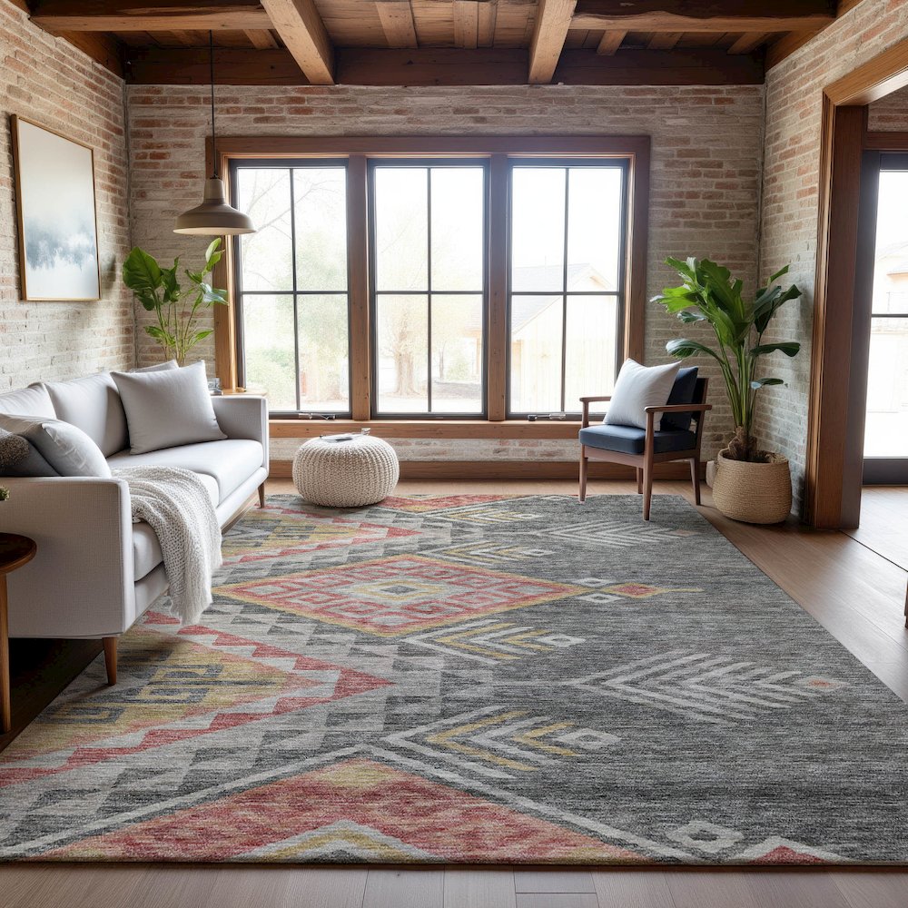 Premium Machine Washable Mayfield AMF1091 Gray 9' x 12' Rug. Picture 5