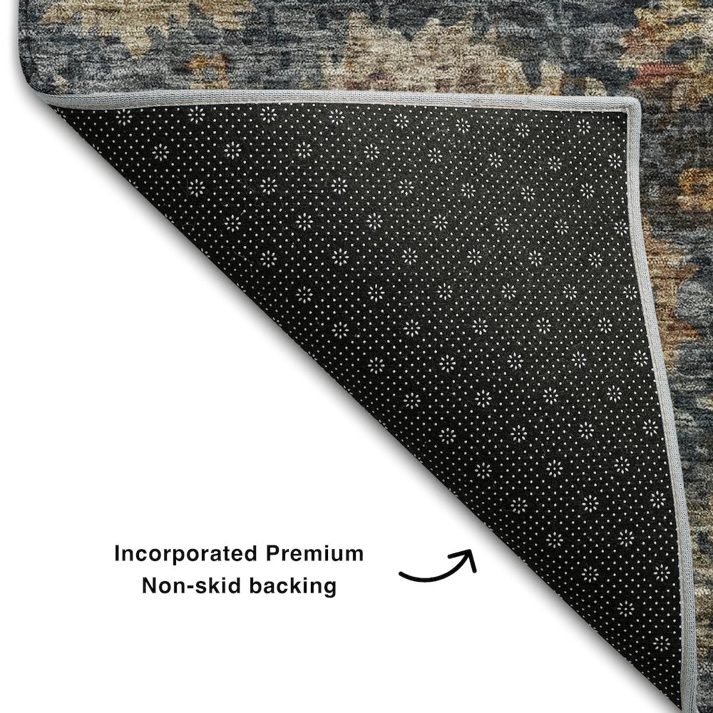 Premium Machine Washable Mayfield AMF1094 Navy 5' x 7'6" Rug. Picture 2