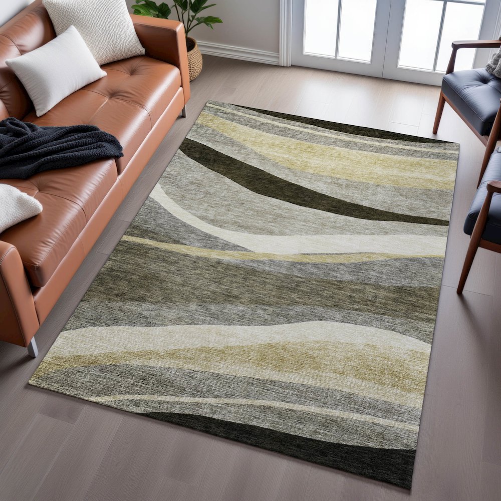 Premium Machine Washable Mayfield AMF1098 Taupe 9' x 12' Rug. Picture 6
