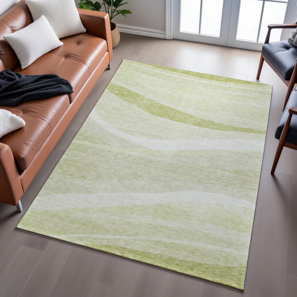 Premium Machine Washable Mayfield AMF1099 Aloe 9' x 12' Rug. Picture 6