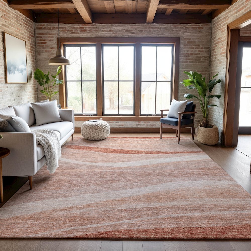 Premium Machine Washable Mayfield AMF1099 Salmon 9' x 12' Rug. Picture 5