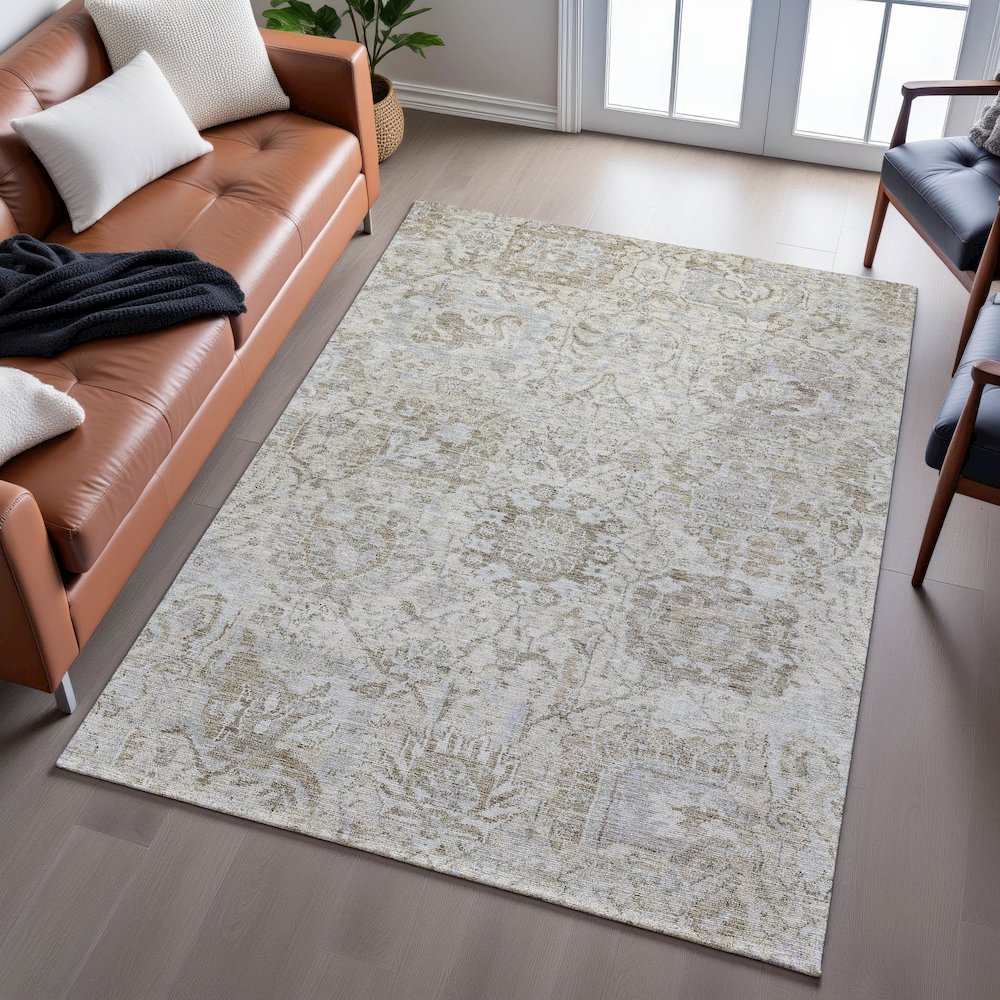 Premium Machine Washable Mayfield AMF1102 Ivory 9' x 12' Rug. Picture 6