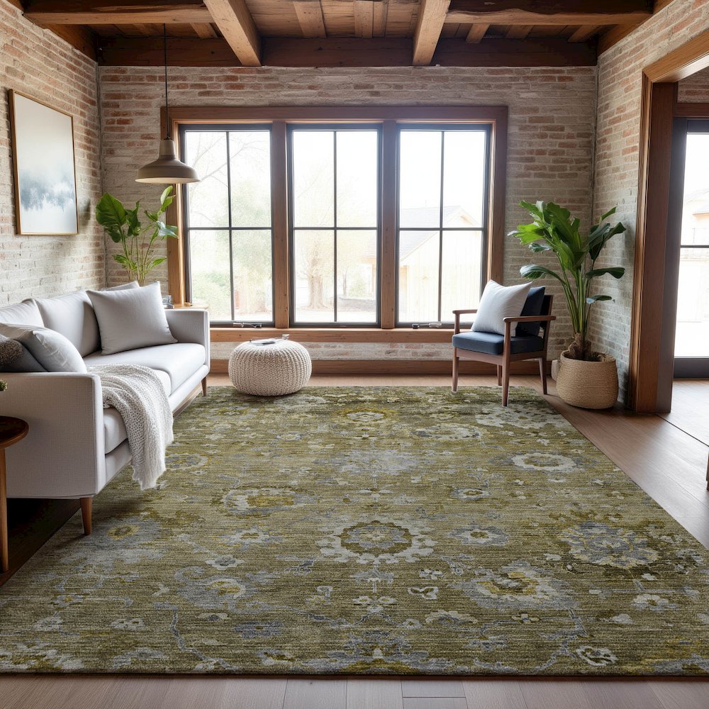 Premium Machine Washable Mayfield AMF1107 Brown 9' x 12' Rug. Picture 5