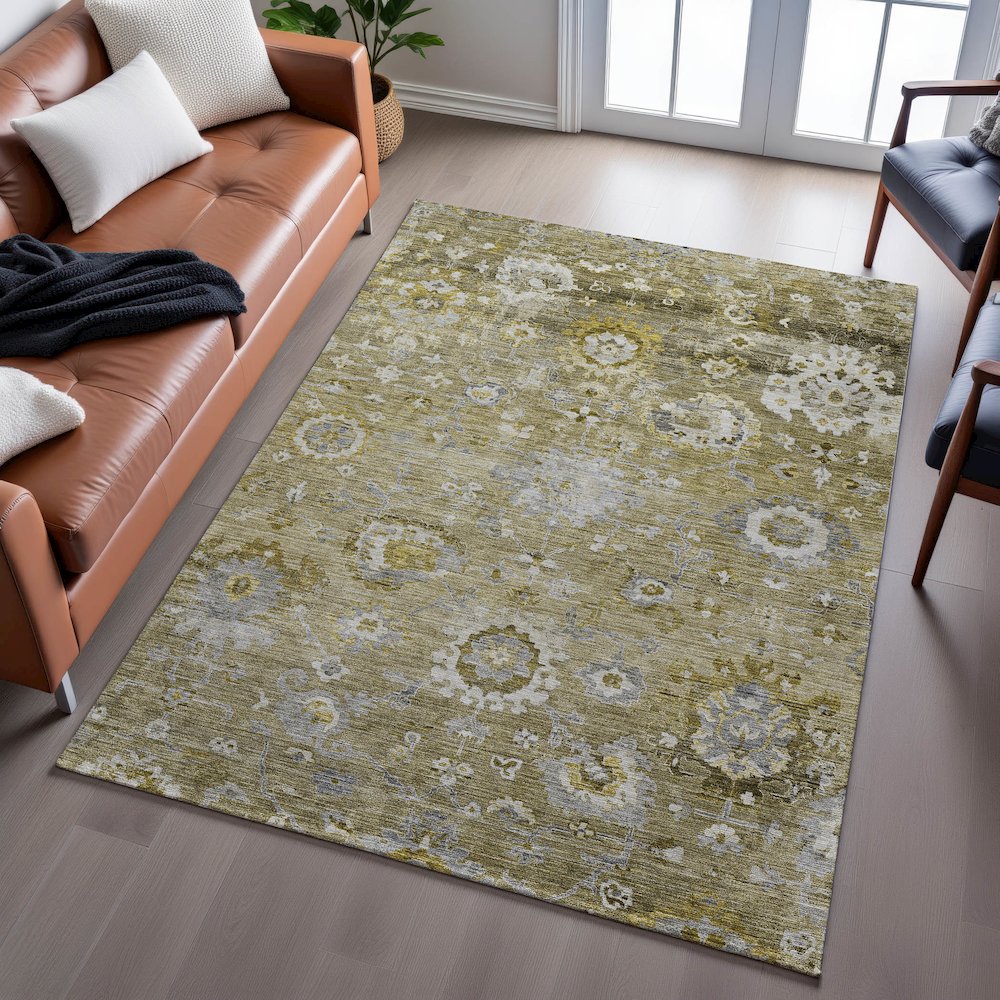 Premium Machine Washable Mayfield AMF1107 Brown 9' x 12' Rug. Picture 6