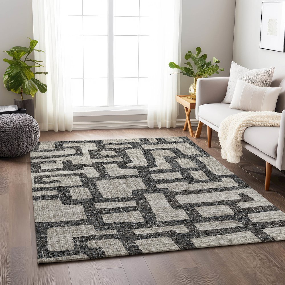 Premium Machine Washable Mayfield  Gray 9' x 12' Rug. Picture 5