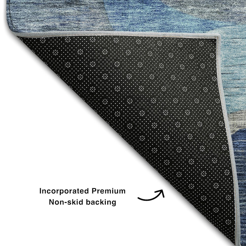 Premium Machine Washable Mayfield AMF1115 Blue 5' x 7'6" Rug. Picture 2