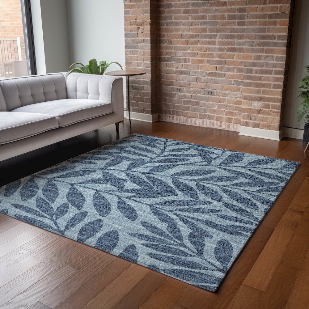 Premium Machine Washable Mayfield  Blue 9' x 12' Rug. Picture 6