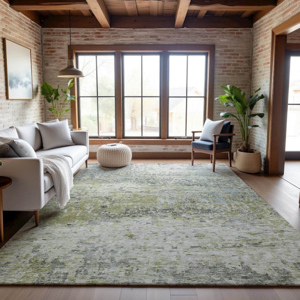 Premium Machine Washable Mayfield AMF1129 Aloe 9' x 12' Rug. Picture 5