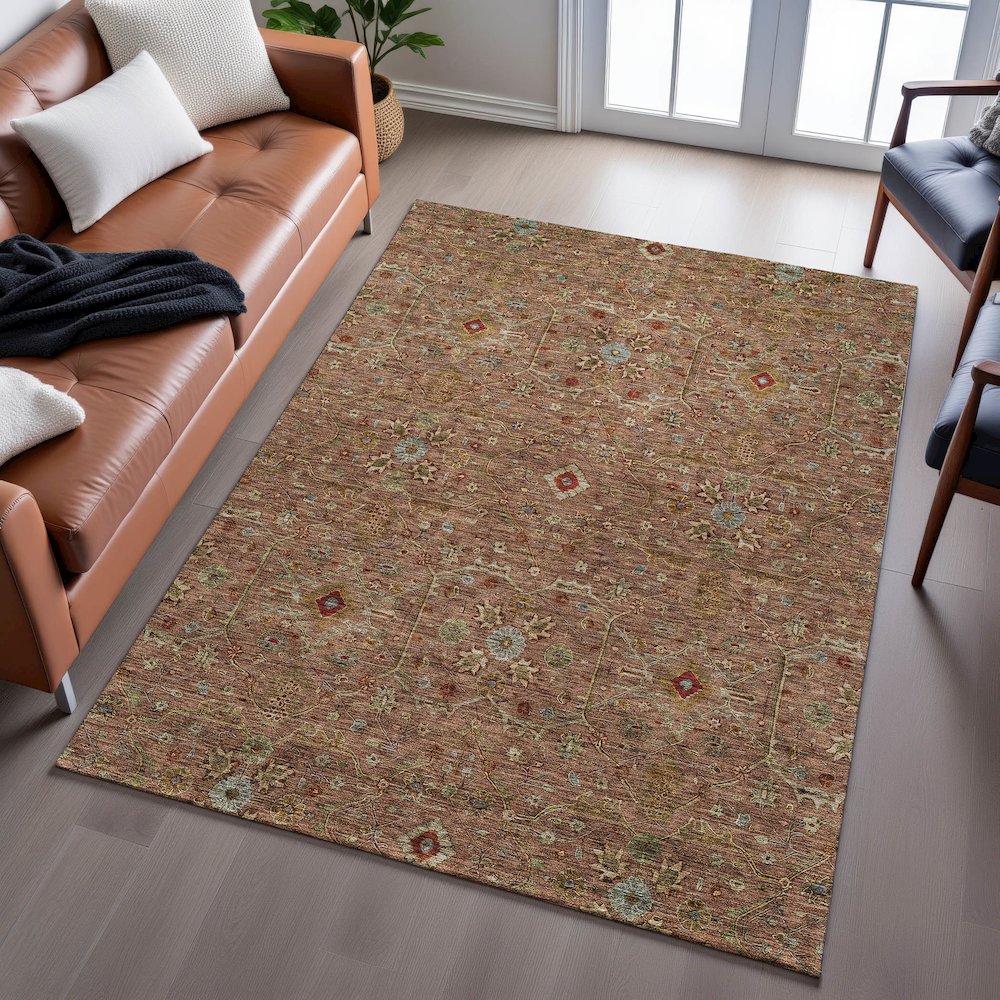 Premium Machine Washable Mayfield AMF1130 Paprika 9' x 12' Rug. Picture 6