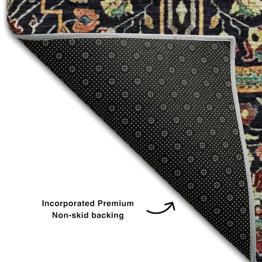 Premium Machine Washable Mayfield AMF1132 Black 5' x 7'6" Rug. Picture 2