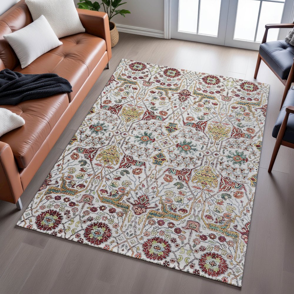 Premium Machine Washable Mayfield AMF1132 Ivory 9' x 12' Rug. Picture 6