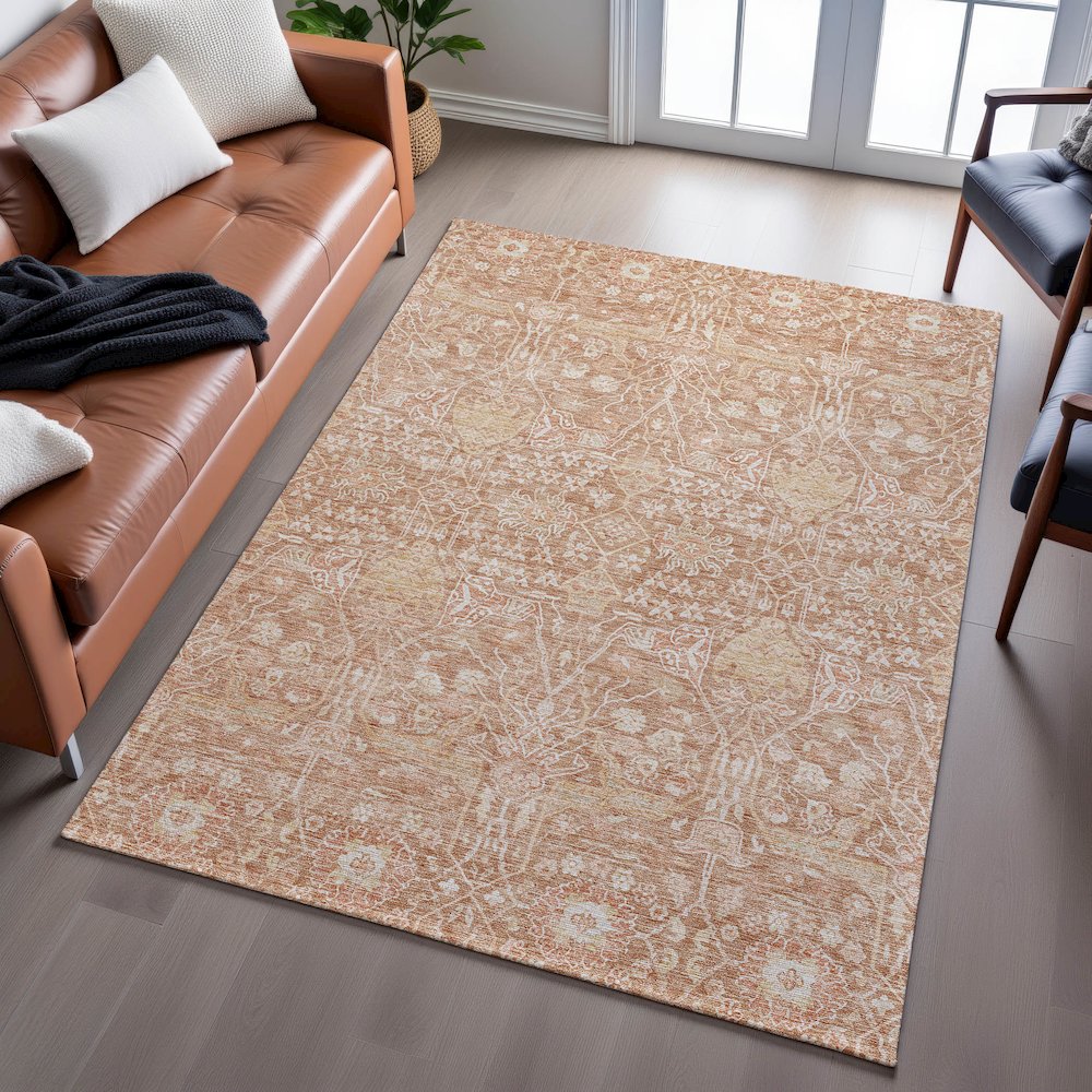 Premium Machine Washable Mayfield AMF1133 Coral 9' x 12' Rug. Picture 6