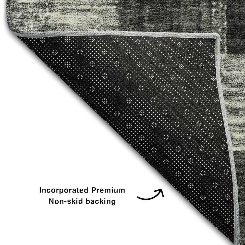 Premium Machine Washable Mayfield AMF1139 Black 5' x 7'6" Rug. Picture 2